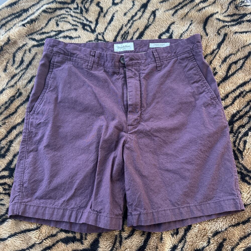 Men's Goodfellow & Co Flat Front Linden Shorts 7” Black Raspberry Size 32